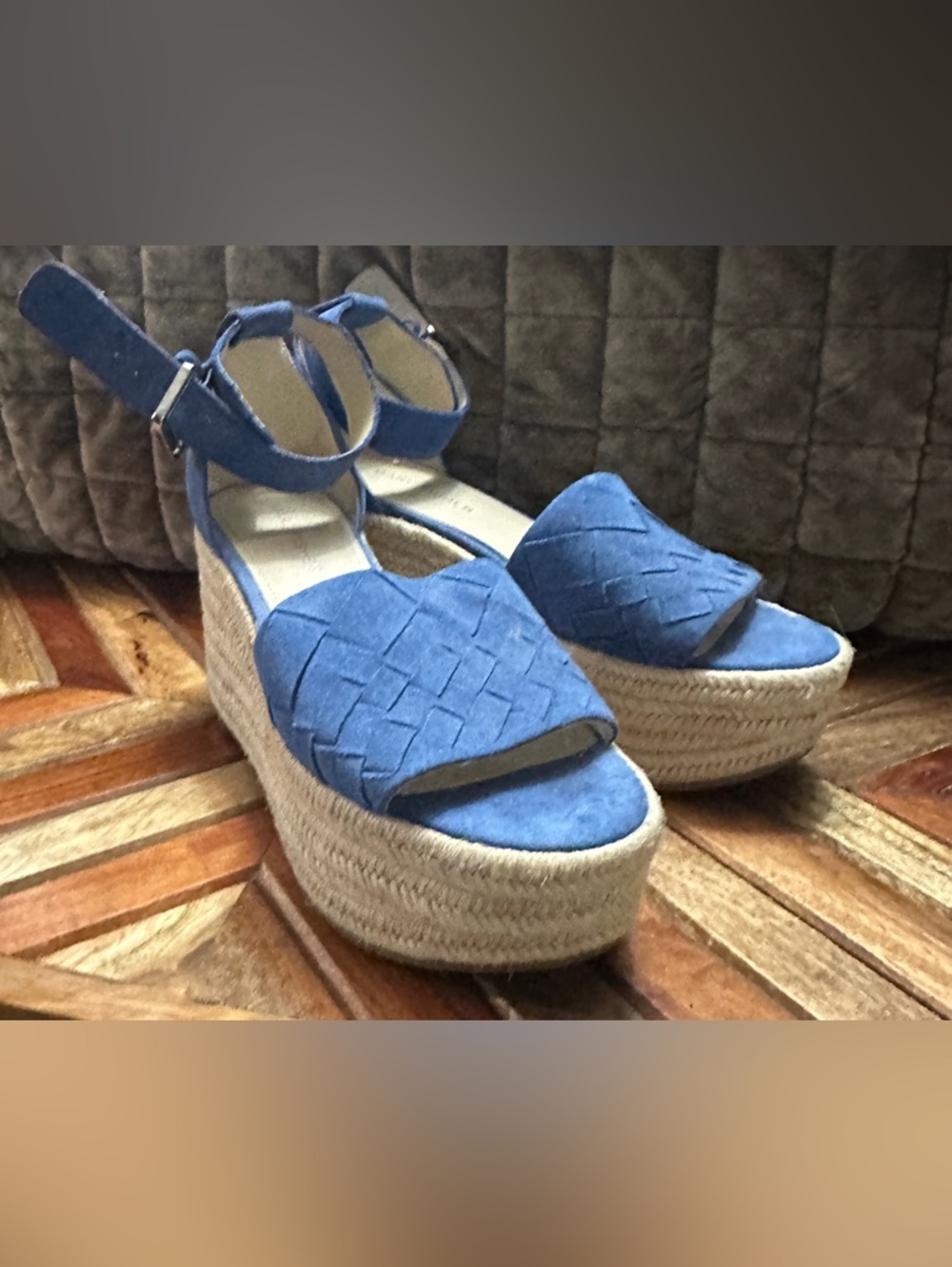 Marc Fisher Blue Woven Espadrille Platform Sandals - Women